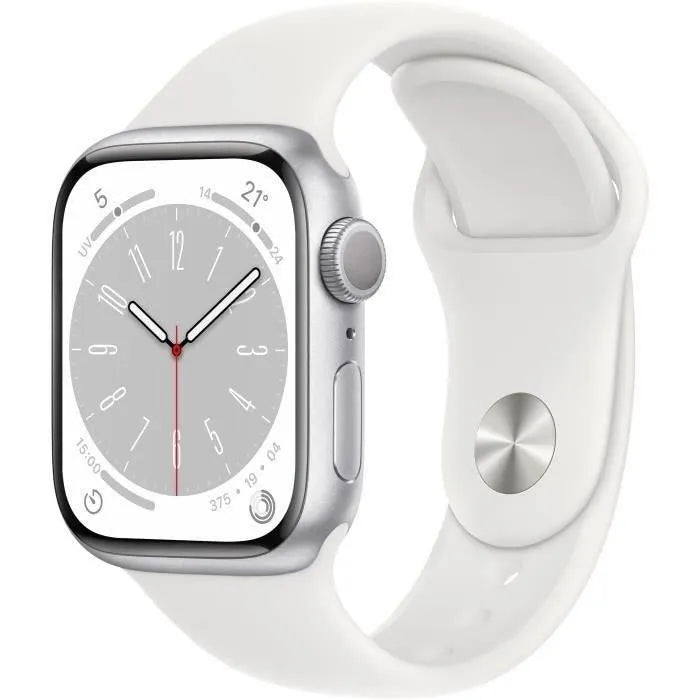 Apple Watch Series 8 GPS - 41mm - Boîtier Silver Aluminium - Bracelet White Sport Band - Reg (2022) - Reconditionné - Excellent